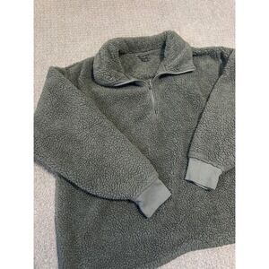 Eddie Bauer Womens Sherpa Fleece quarter Zip Pullover Sweatshirt Green XL